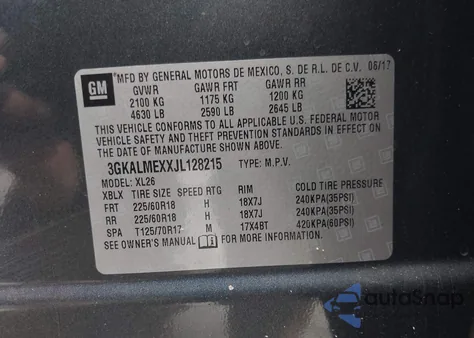 2018 GMC Terrain Sle z USA, uszkodzony, nr VIN 3GKALMEXXJL128215